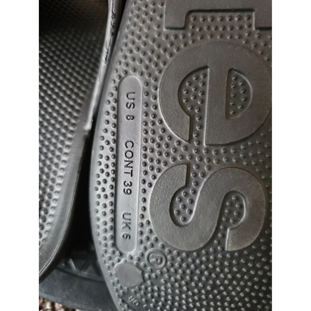 Totes everyware Black Slide Sandals Slip-On Open Toe Logo Perforated Strap 8